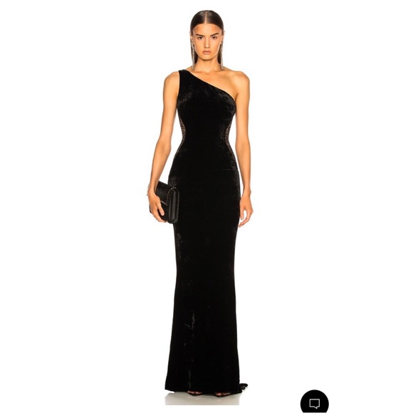 BRAND NEW Black Velvet and Lace One Shoulder Stella McCartney Gown - Picture 2 of 11